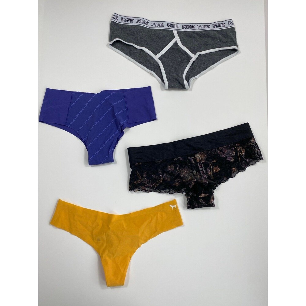 Victoria’s Secret PINK 4pcs Panty Bundle Lace Thong Cheeky Size Small